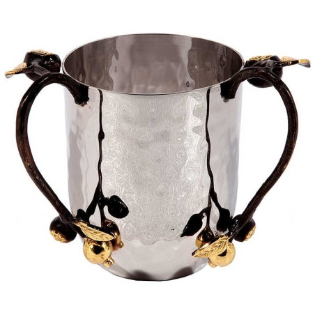 Golden Pomegranate Hammered Washing Cup | Rosh Hashanah | Judaica