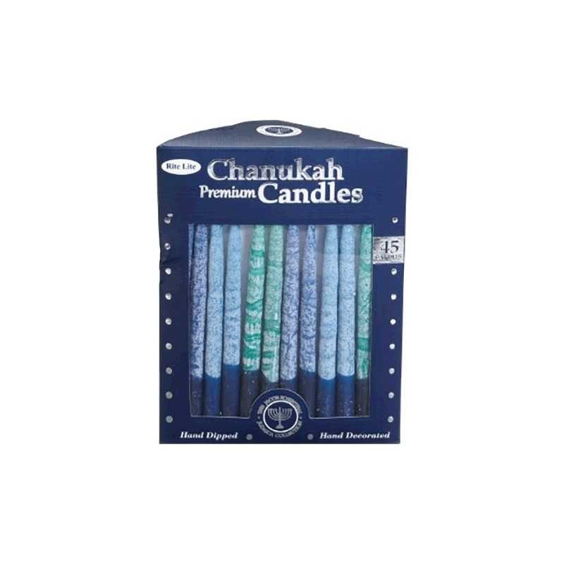 Frosted Shades of Blue Chanukah Candles | Hanukkah | Judaica