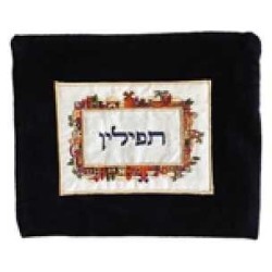 Jerusalem Frame Embroidered Velvet Tefillin Bag | Tefillin & Accessori
