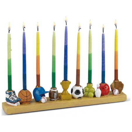 Hand Painted Sports Menorah | Hanukkah | Judaica
