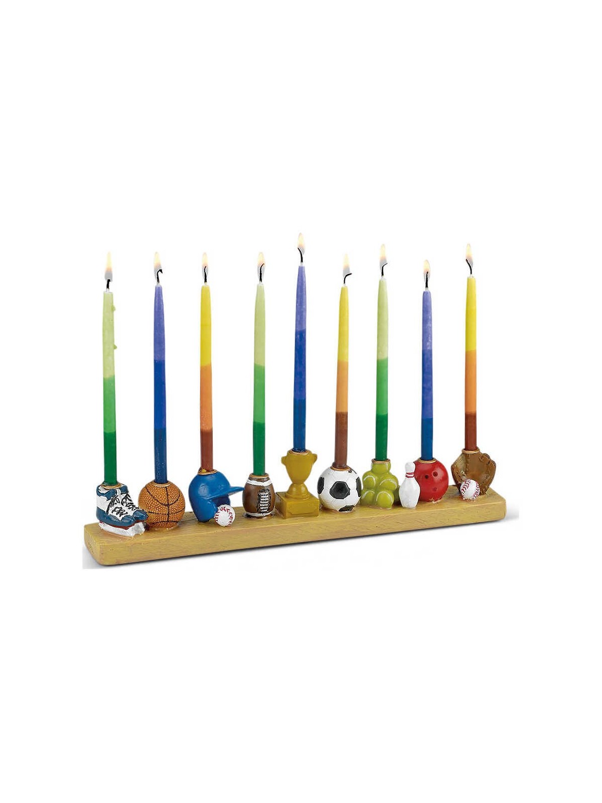 Hand Painted Sports Menorah | Hanukkah | Judaica
