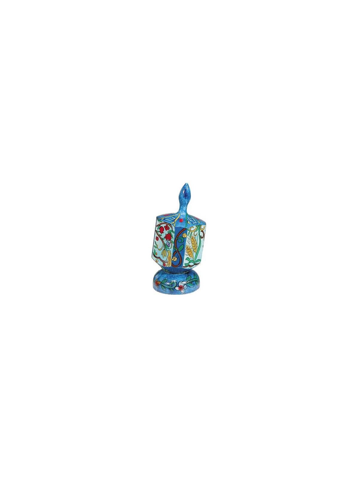 Large Wood Seven Species Dreidel | Hanukkah | Judaica