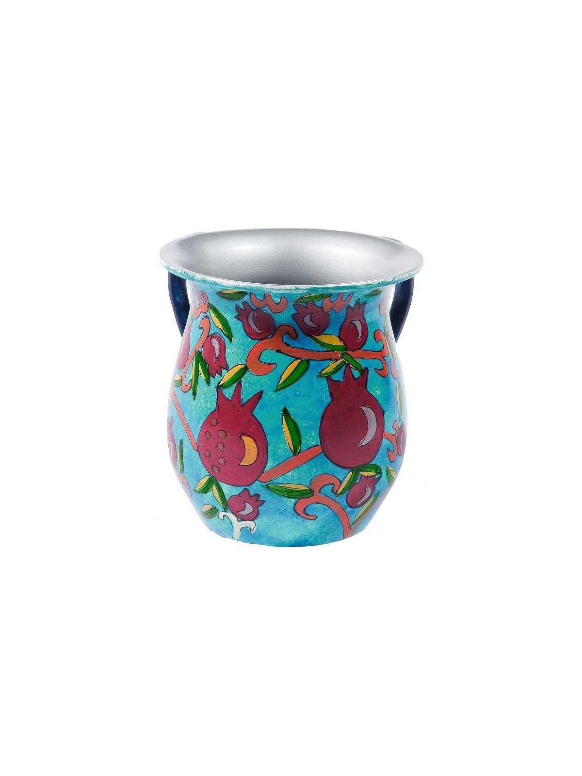 Pomegranate Hand Painted Metal Washing Cup | Rosh Hashanah | Judaica