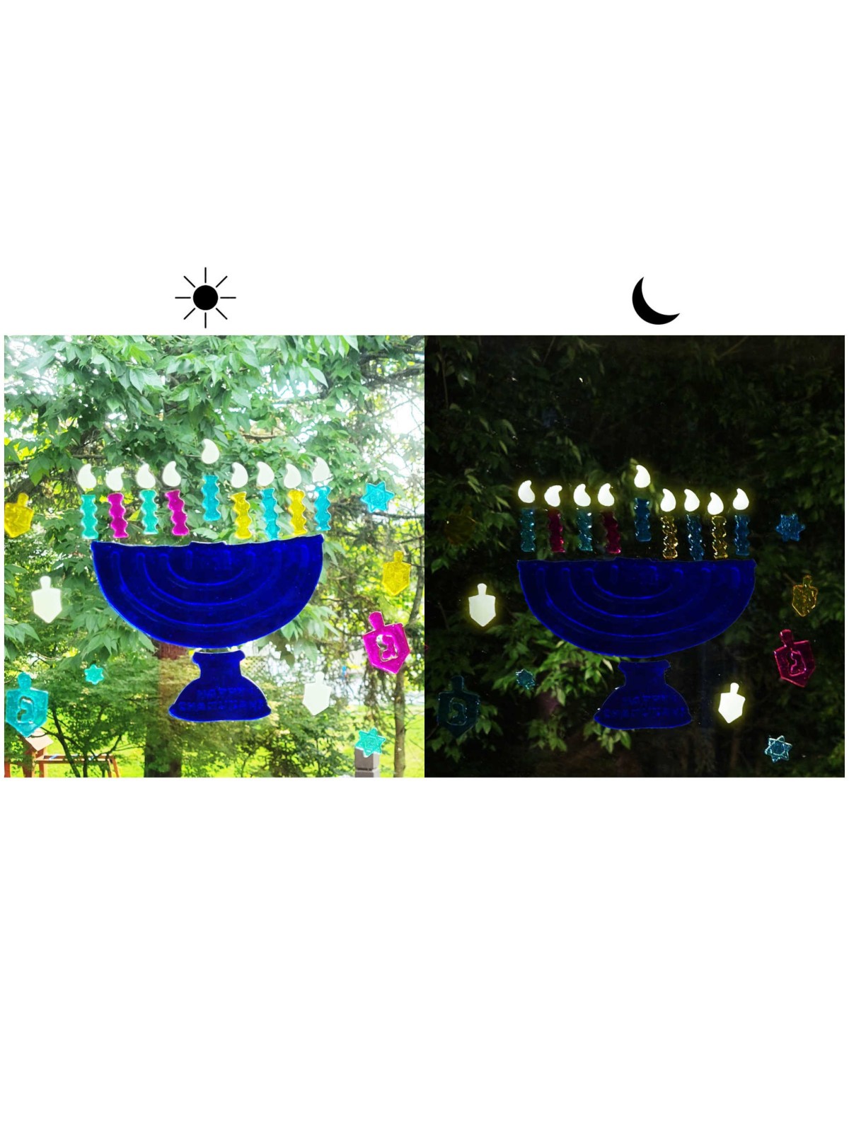 Hanukkah Window Gel Decorations, Menorah Design | Hanukkah | Judaica