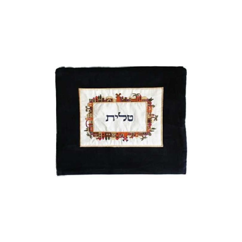 Jerusalem Frame Embroidered Velvet Tallit Bag | Tallit/Tallis | Judaic