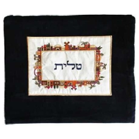 Jerusalem Frame Embroidered Velvet Tallit Bag | Tallit/Tallis | Judaic