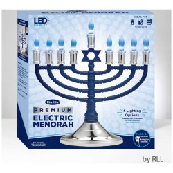 Blue & Silver Premium Electric Menorah with Two-To | Hanukkah | Judaic
