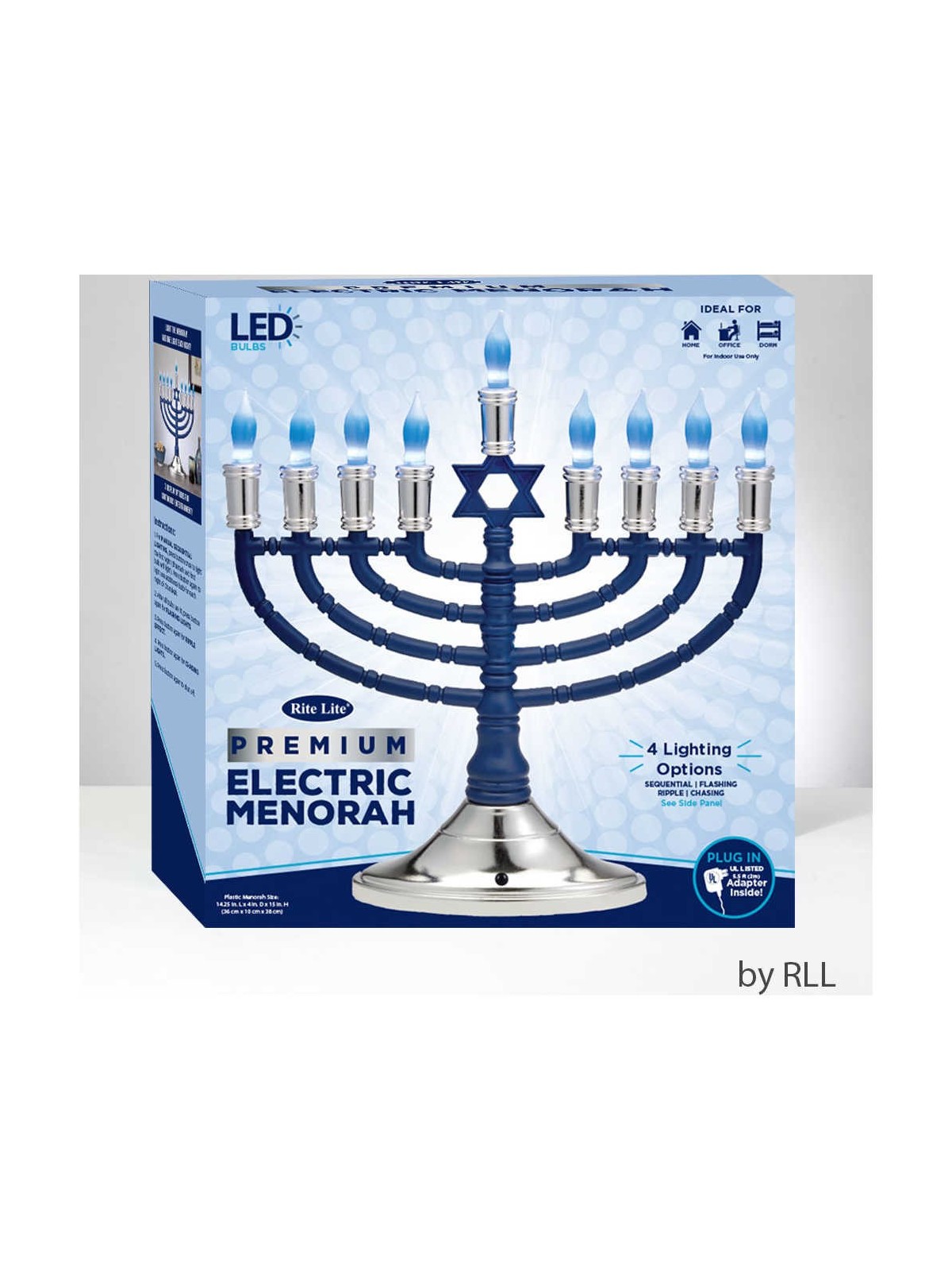 Blue & Silver Premium Electric Menorah with Two-To | Hanukkah | Judaic