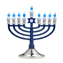Blue & Silver Premium Electric Menorah with Two-To | Hanukkah | Judaic