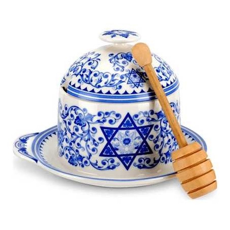 Spode Honey Pot with Drizzler By Portmeirion-Spode | Rosh Hashanah | J