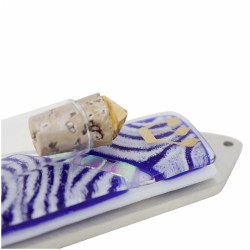 Vortex Blue Wedding Glass Keepsake Mezuzah Case | Wedding | Judaica