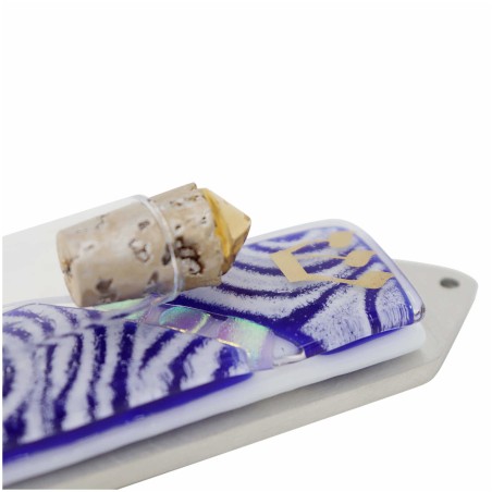 Vortex Blue Wedding Glass Keepsake Mezuzah Case | Wedding | Judaica