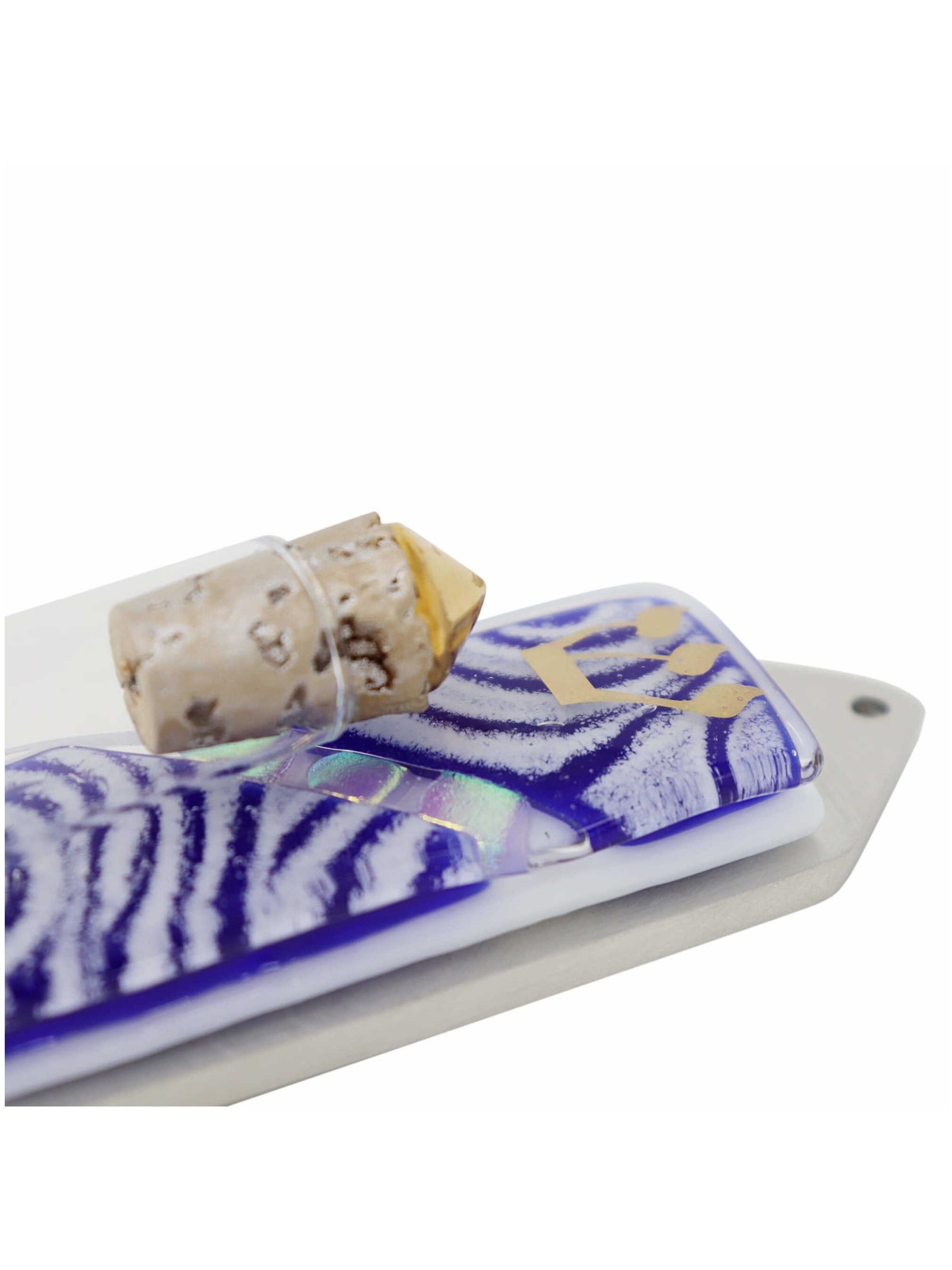 Vortex Blue Wedding Glass Keepsake Mezuzah Case | Wedding | Judaica