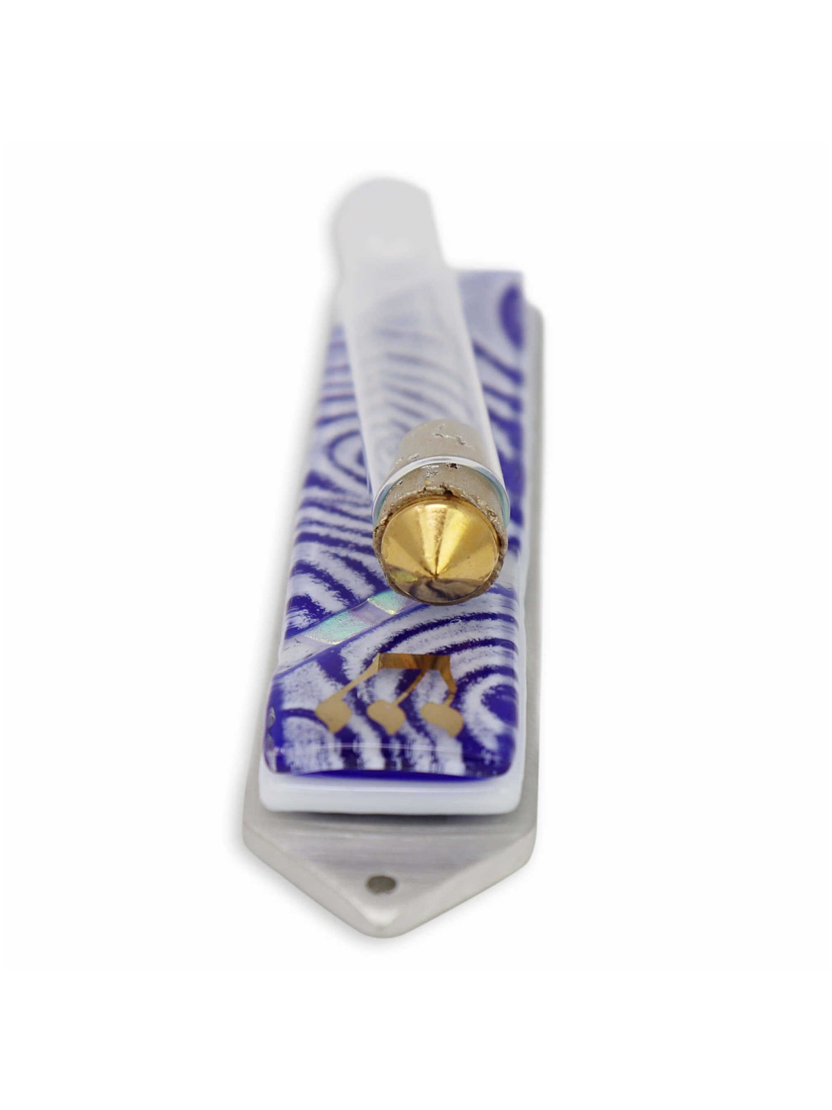 Vortex Blue Wedding Glass Keepsake Mezuzah Case | Wedding | Judaica