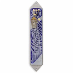 Vortex Blue Wedding Glass Keepsake Mezuzah Case | Wedding | Judaica