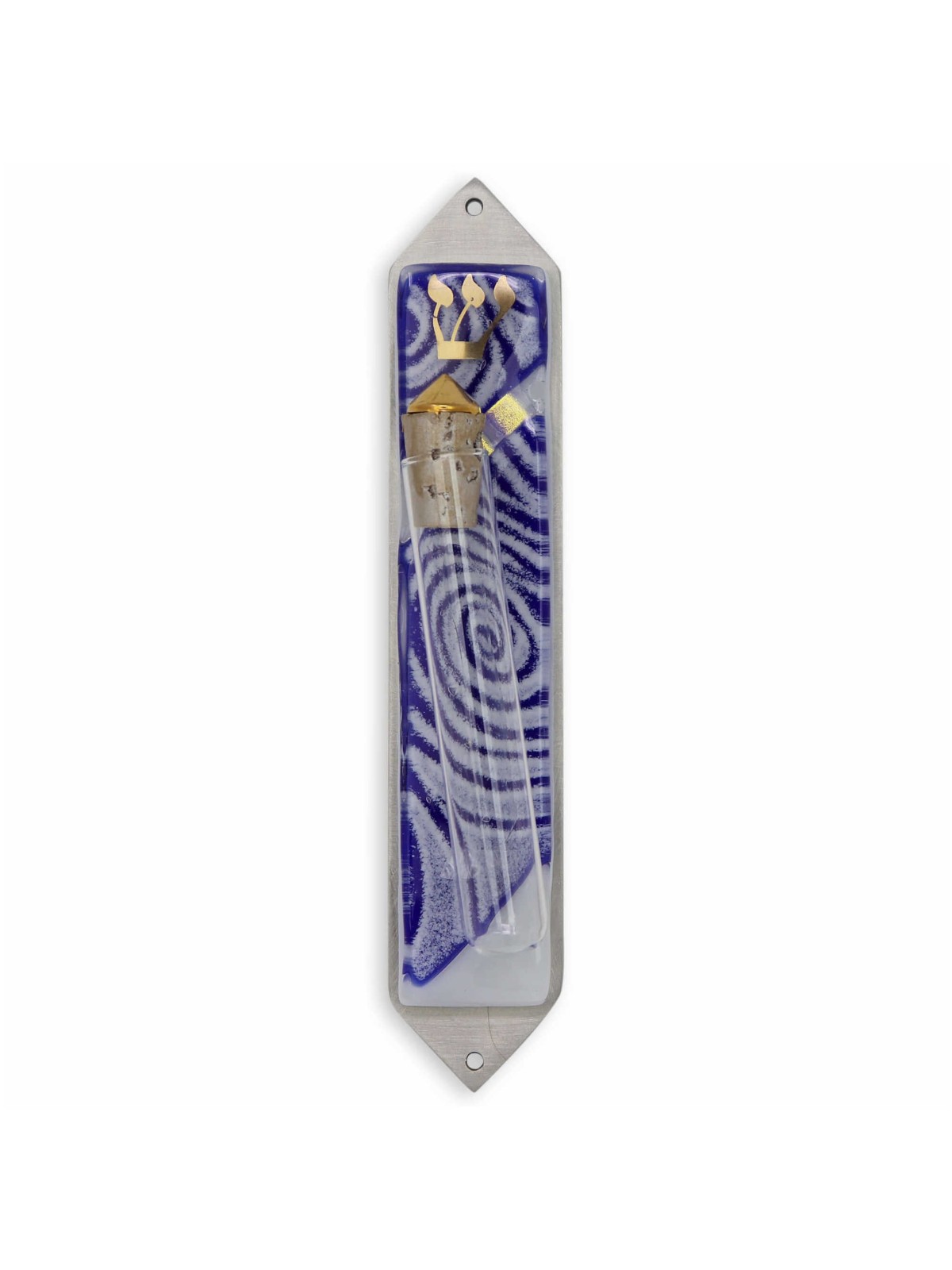 Vortex Blue Wedding Glass Keepsake Mezuzah Case | Wedding | Judaica