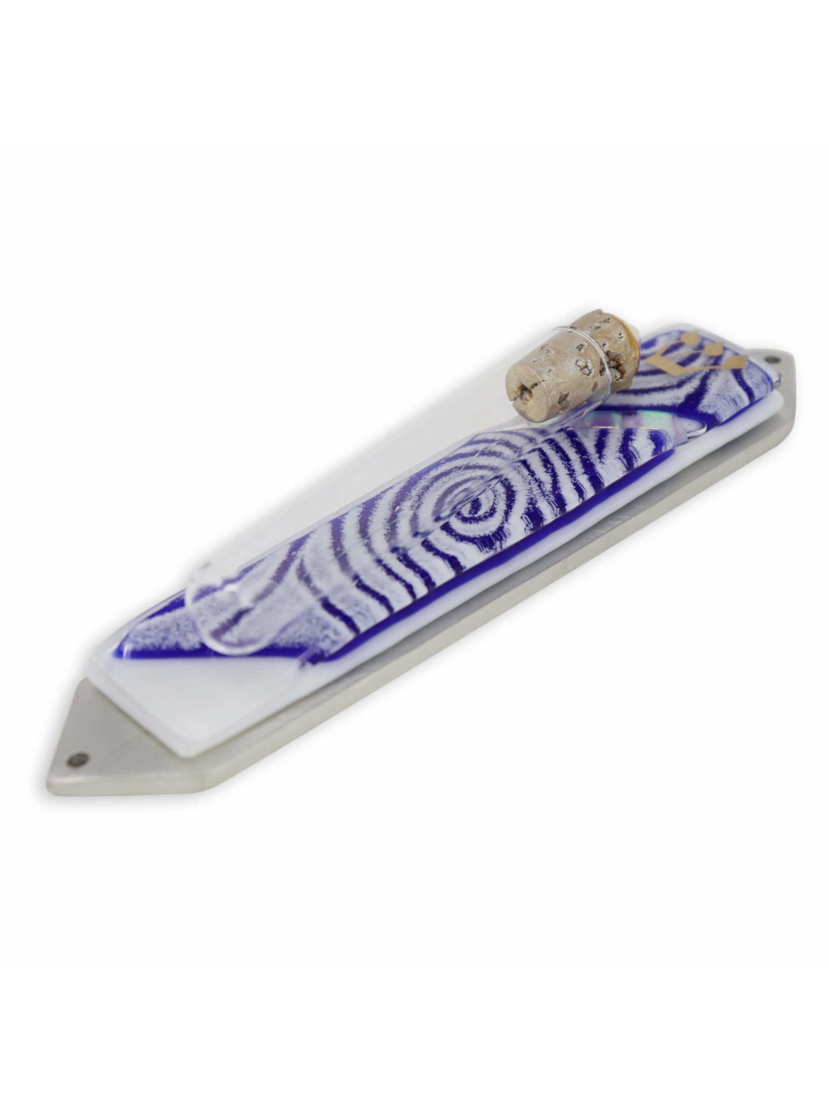 Vortex Blue Wedding Glass Keepsake Mezuzah Case | Wedding | Judaica