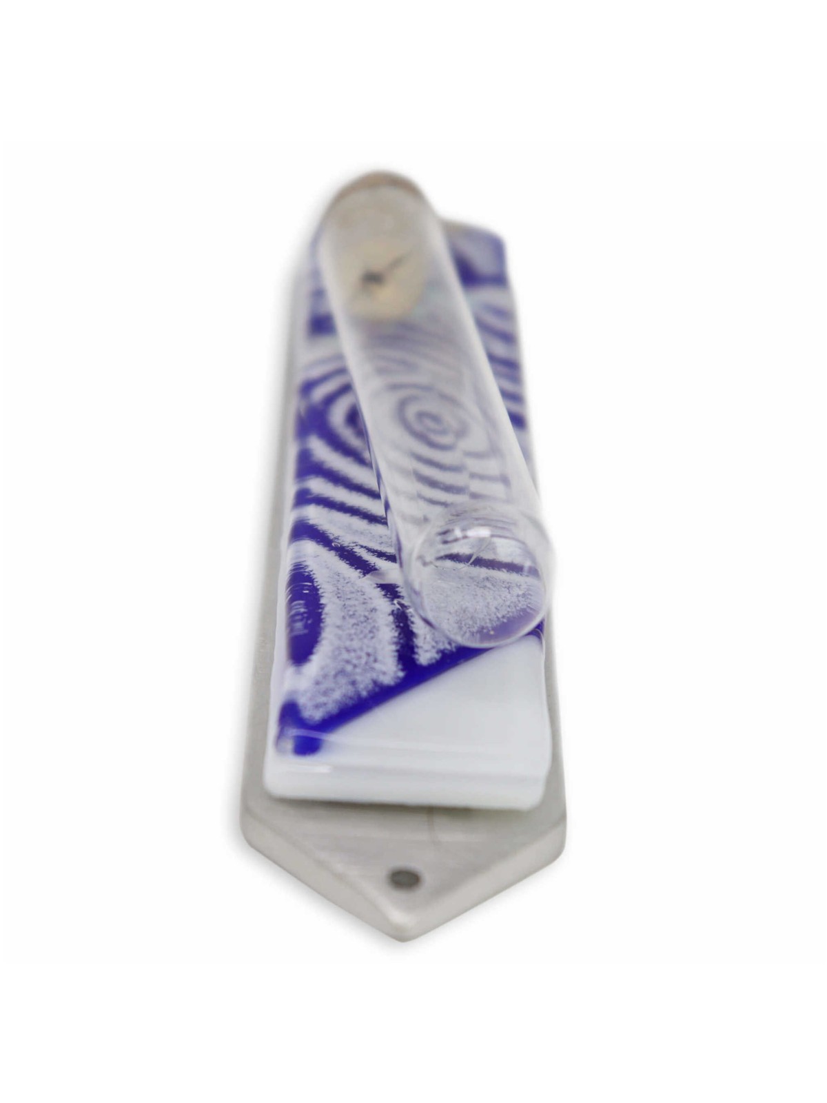 Vortex Blue Wedding Glass Keepsake Mezuzah Case | Wedding | Judaica