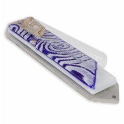 Vortex Blue Wedding Glass Keepsake Mezuzah Case | Wedding | Judaica