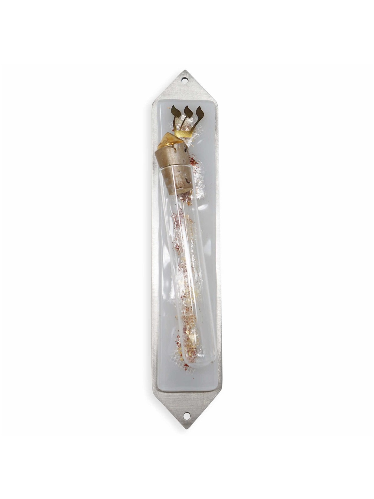 White Collage Wedding Glass Keepsake Mezuzah Case | Wedding | Judaica