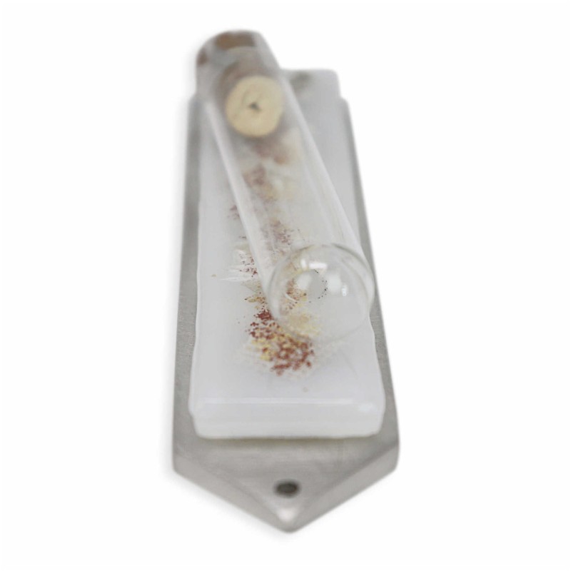 White Collage Wedding Glass Keepsake Mezuzah Case | Wedding | Judaica