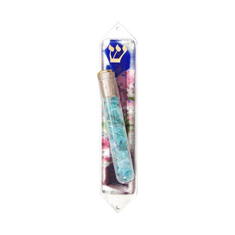 Floral Wedding Glass Keepsake Mezuzah Case | Wedding | Judaica