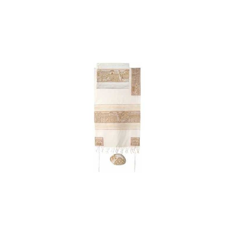 Gold and Silver Acrylic Old City Tallit Set By Yai | Tallit/Tallis | J