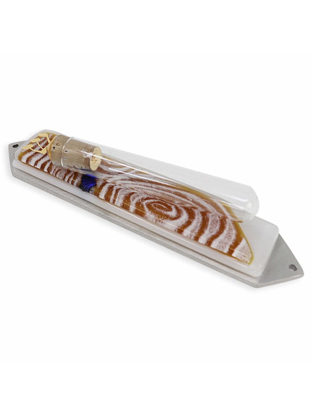 Vortex Amber Wedding Glass Keepsake Mezuzah Case | Wedding | Judaica