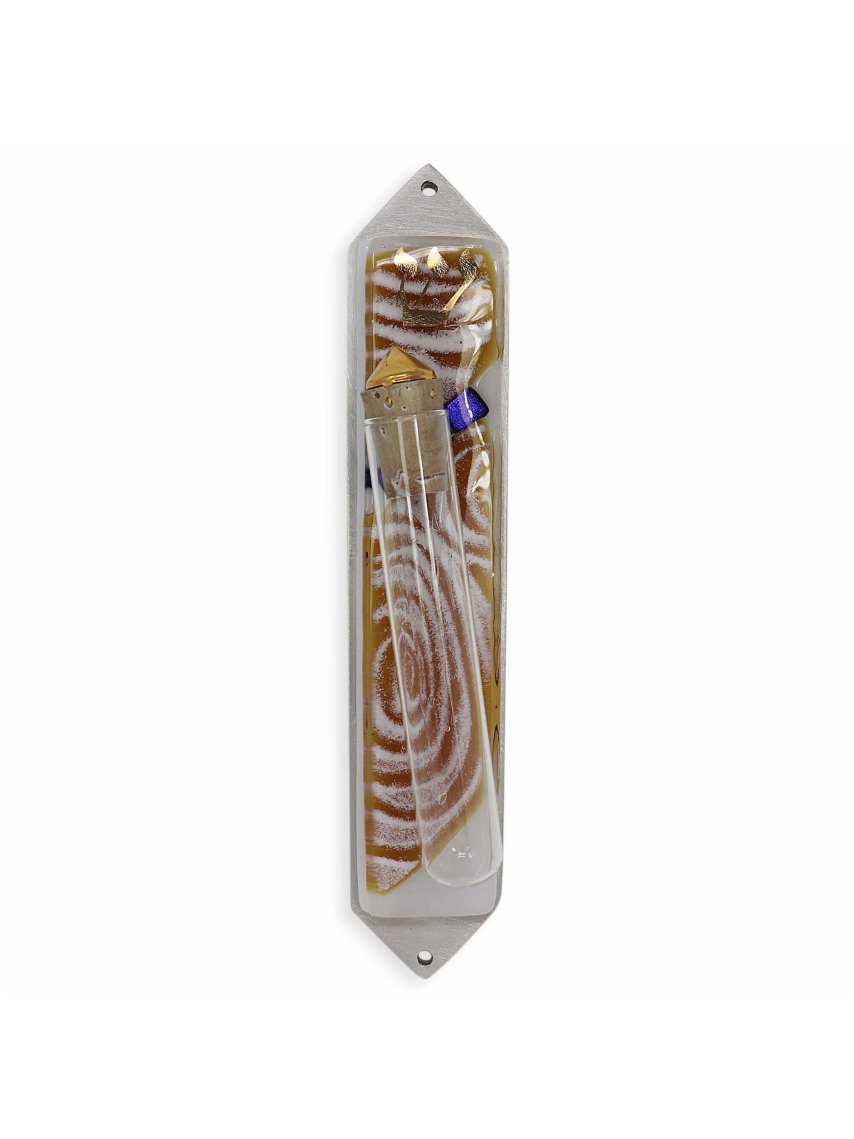 Vortex Amber Wedding Glass Keepsake Mezuzah Case | Wedding | Judaica