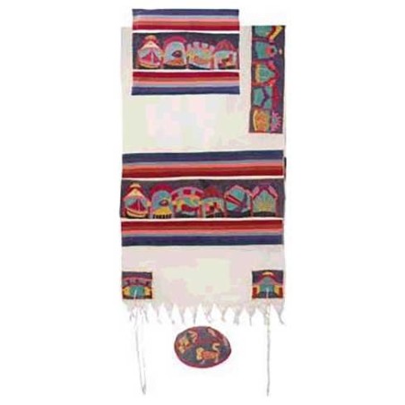 Multi-Color Cotton Hand Embroidered Twelve Tribes  | Tallit/Tallis | J