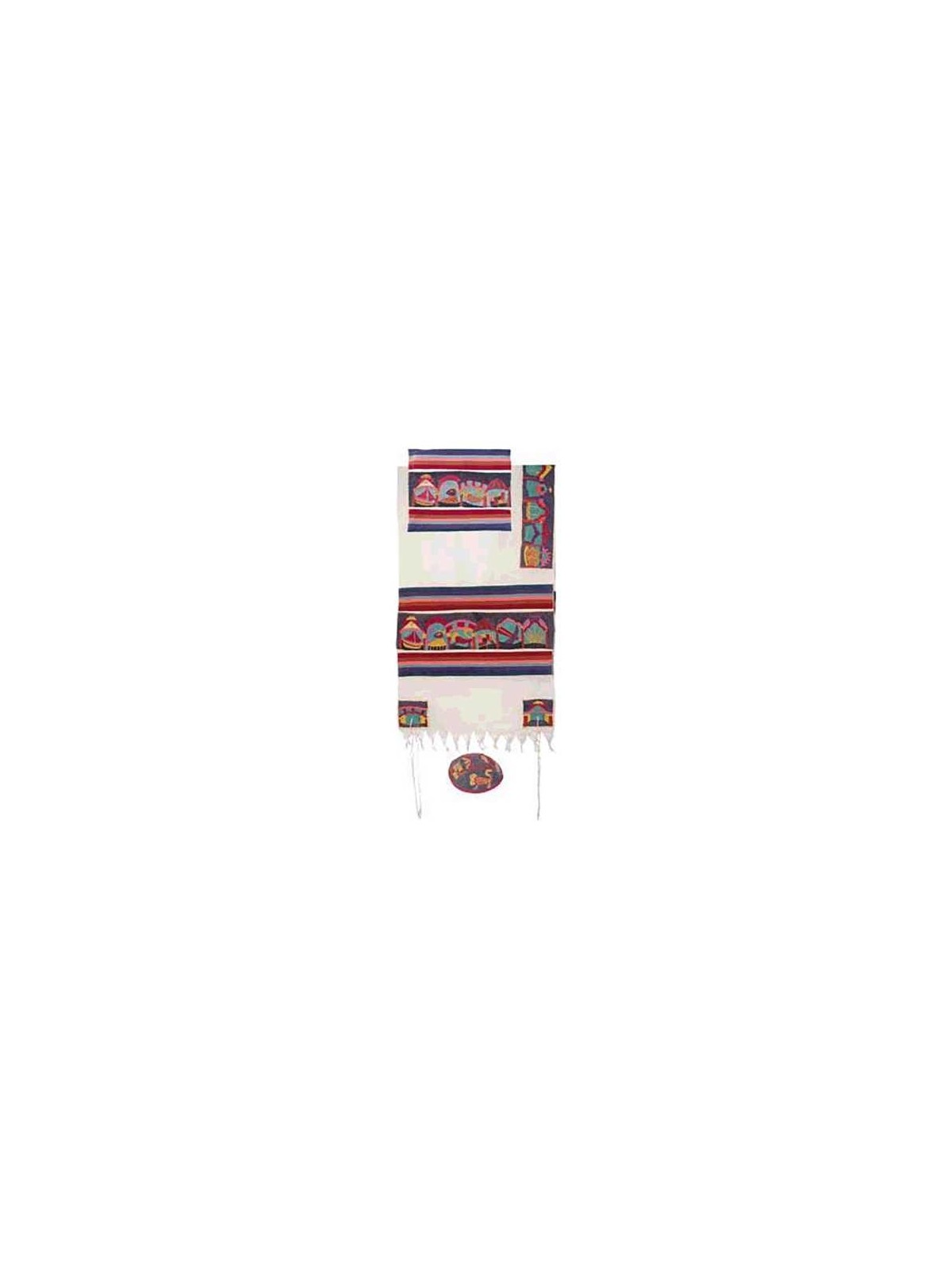 Multi-Color Cotton Hand Embroidered Twelve Tribes  | Tallit/Tallis | J