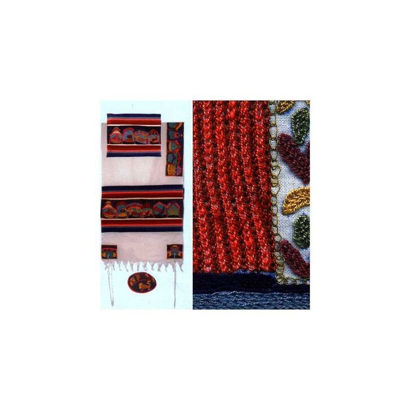 Multi-Color Cotton Hand Embroidered Twelve Tribes  | Tallit/Tallis | J