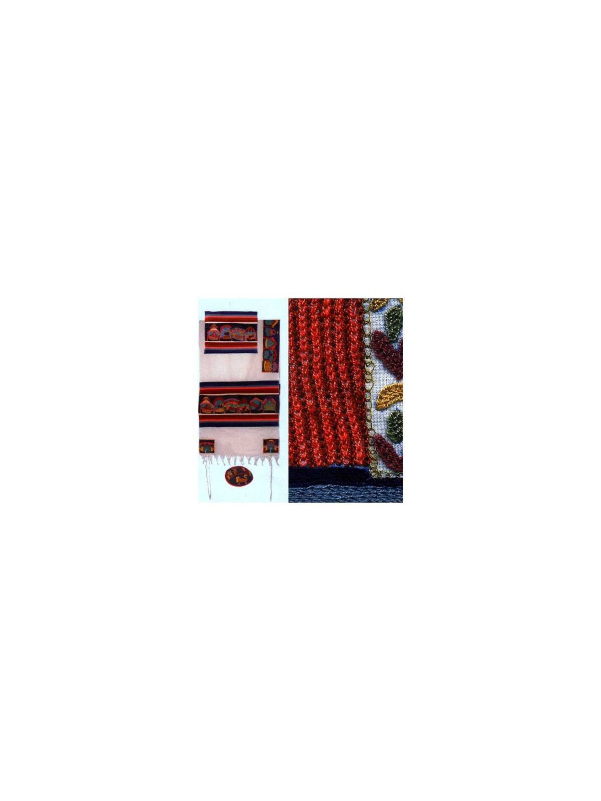 Multi-Color Cotton Hand Embroidered Twelve Tribes  | Tallit/Tallis | J