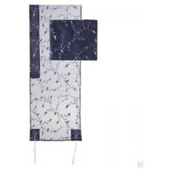 Navy Blue Organza Floral Embroidered Tallit Set By | Tallit/Tallis | J