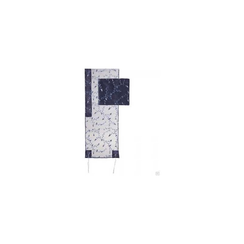 Navy Blue Organza Floral Embroidered Tallit Set By | Tallit/Tallis | J