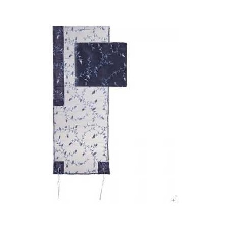 Navy Blue Organza Floral Embroidered Tallit Set By | Tallit/Tallis | J