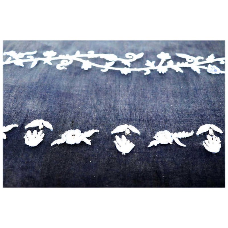 Navy Blue Organza Striped Floral Tallit Set By Yai | Tallit/Tallis | J