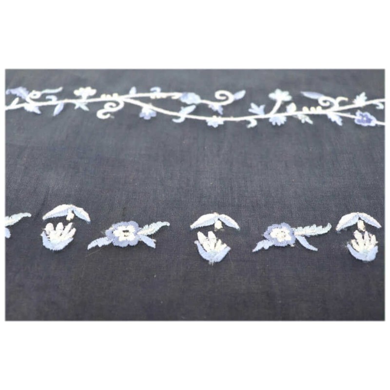 Navy Blue Organza Striped Floral Tallit Set By Yai | Tallit/Tallis | J