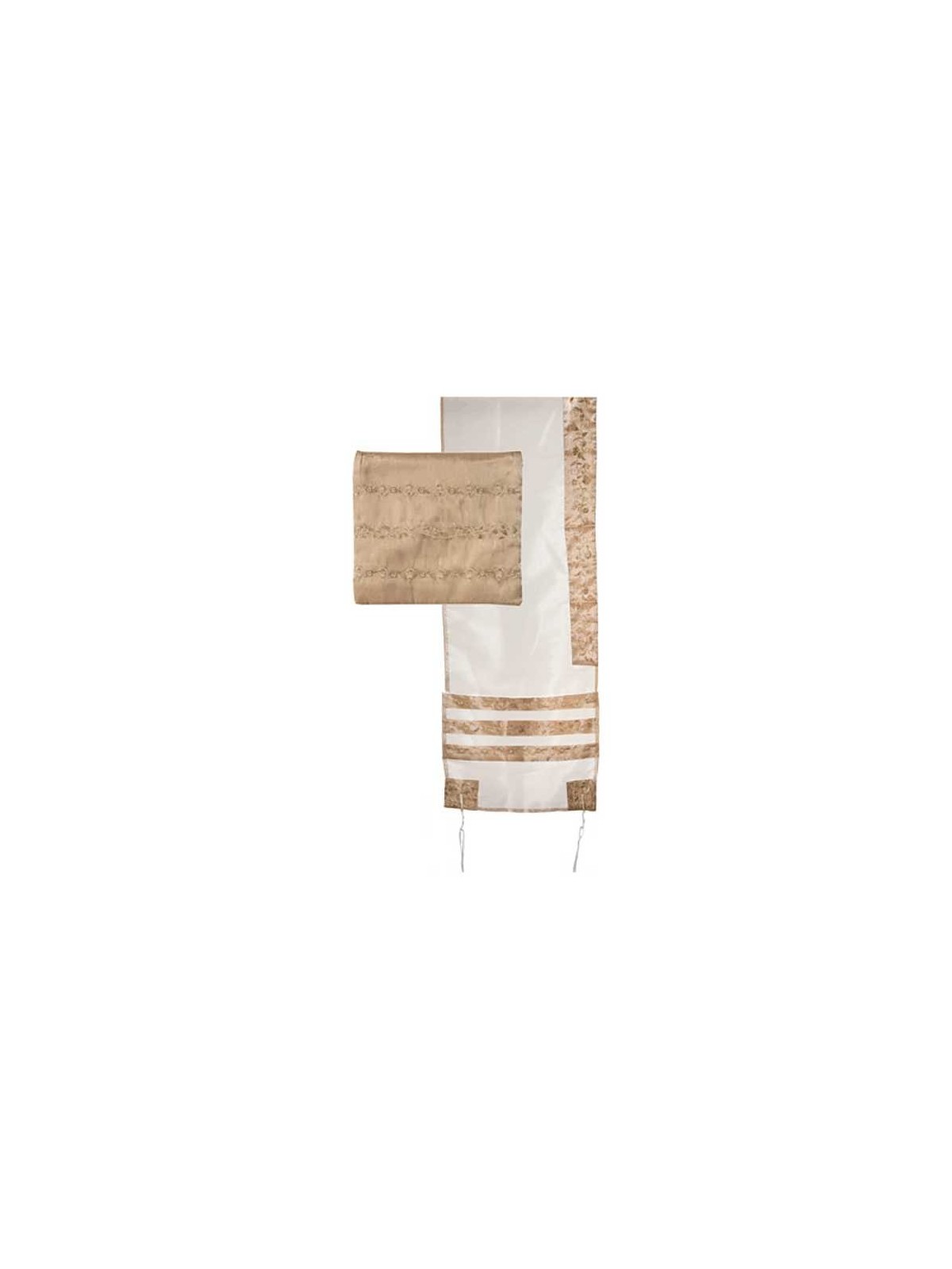 Red Organza Striped Floral Tallit Set By Yair Eman | Tallit/Tallis | J