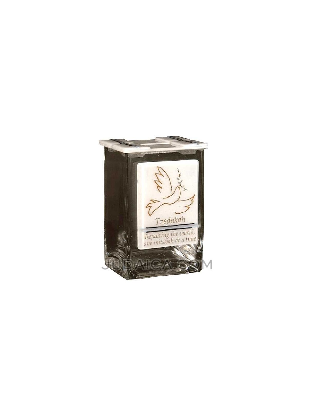Glass Dove Tzedakah Box | Tzedakah Boxes | Judaica