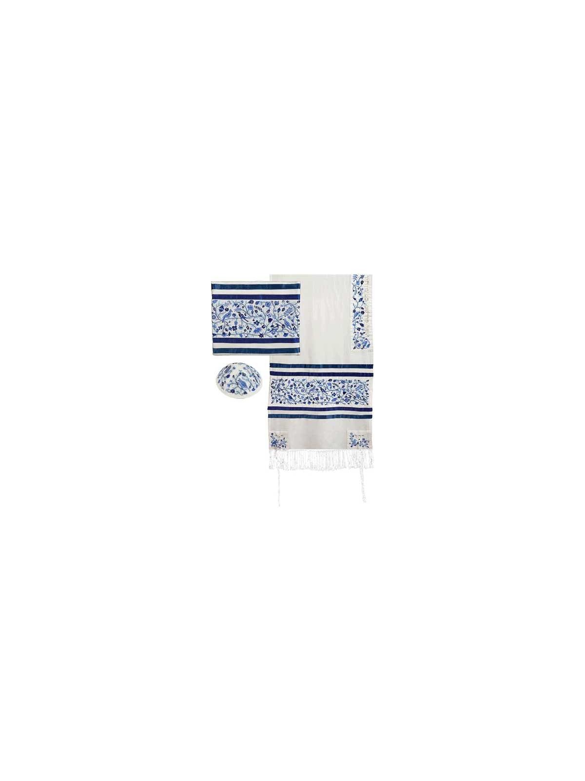 Blue Silk and Cotton Matriarchs Silk Tallit Set By | Tallit/Tallis | J