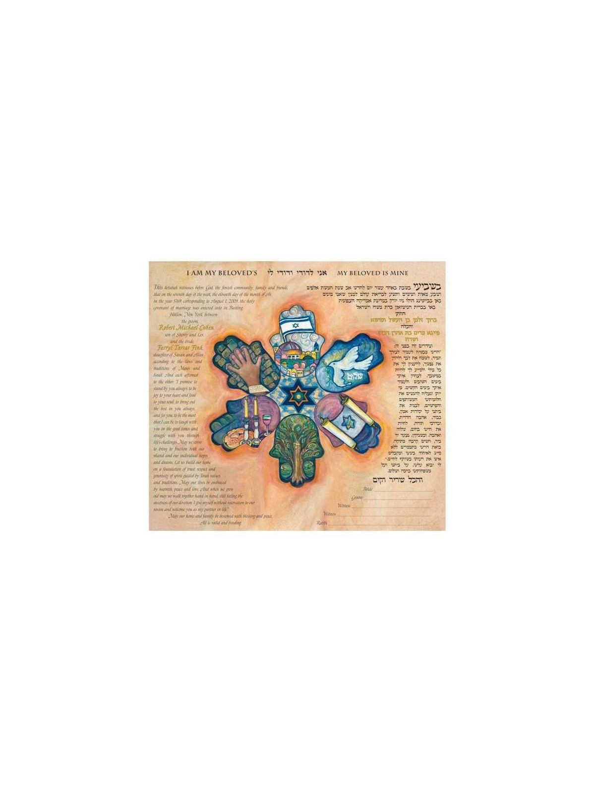 Hamsa Ketubah | All Judaica | Judaica