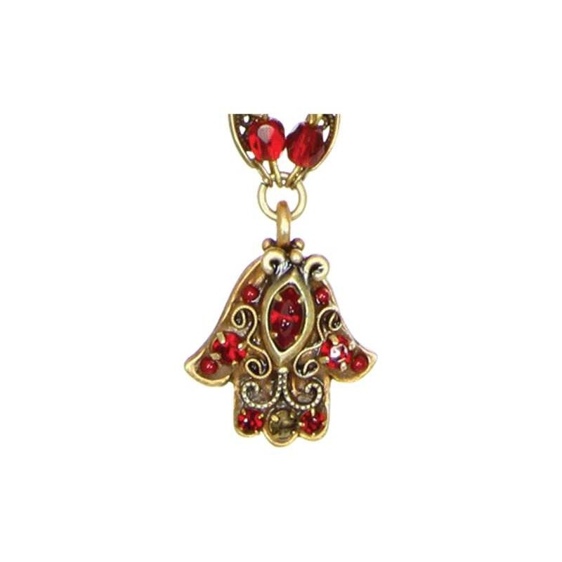 Hamsa Ruby Double Chain Necklace | Jewelry | Judaica