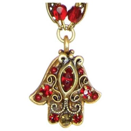 Hamsa Ruby Double Chain Necklace | Jewelry | Judaica