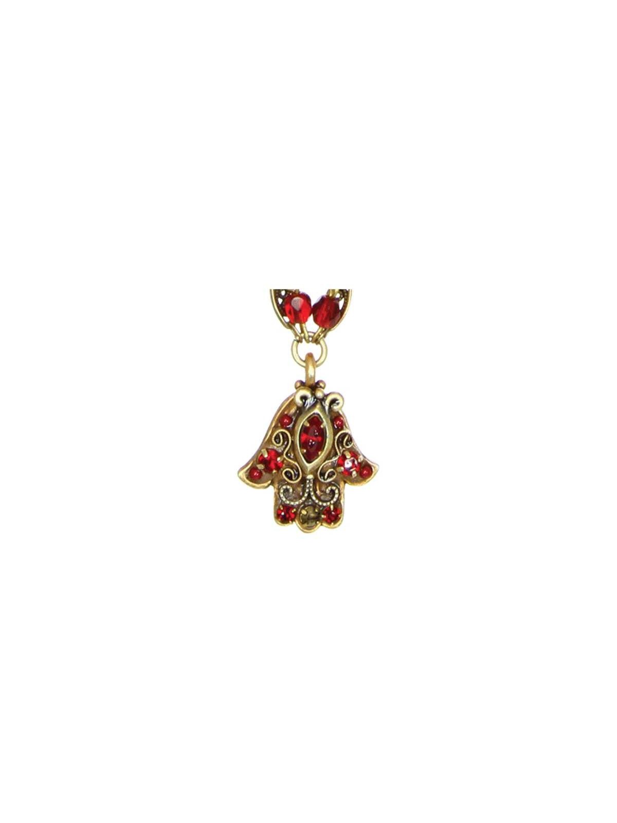 Hamsa Ruby Double Chain Necklace | Jewelry | Judaica