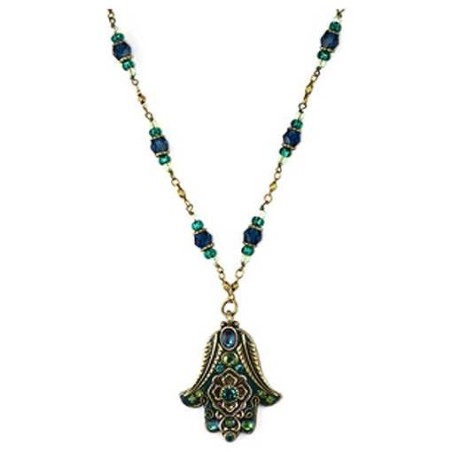 Teal Hamsa with Beaded Chain Necklace | Jewelry | Judaica