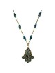 Teal Hamsa with Beaded Chain Necklace | Jewelry | Judaica