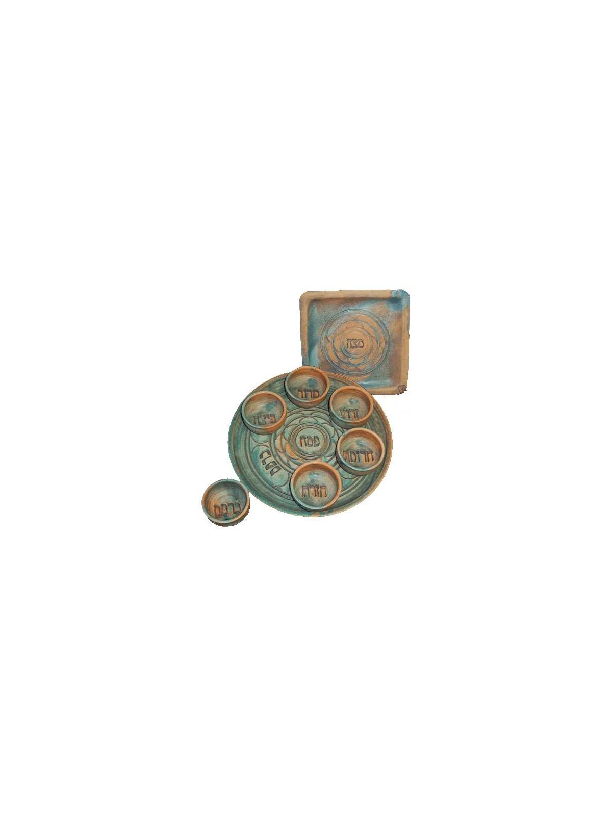 Ceramic Patina Seder Set | Passover | Judaica