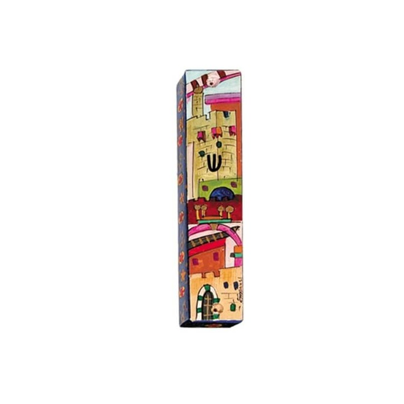 Hand Painted Jerusalem Mezuzah Case | Mezuzahs | Judaica