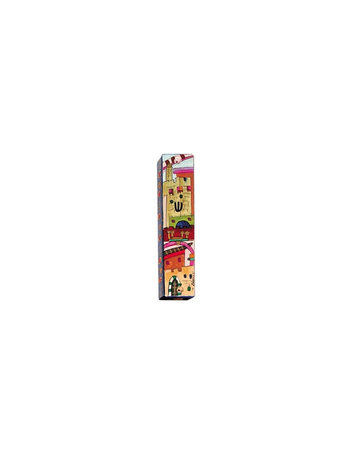 Hand Painted Jerusalem Mezuzah Case | Mezuzahs | Judaica